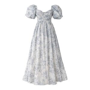 Sofie The Label Floral Midi Dress Small Smocked Puff Sleeve Cottagecore Small